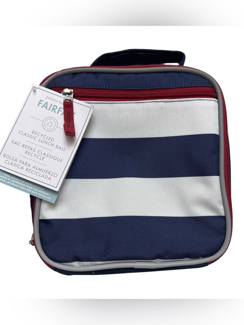 Pottery Barn Kids Fairfax Navy, White & Red Trim Lunchbox